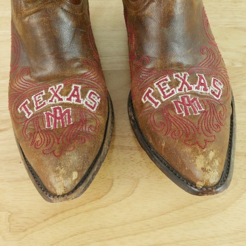 Gameday Boots Texas A & M Aggies Cowboy Boots Leather Women's 8 1/2 Embroidered - Picture 3 of 12